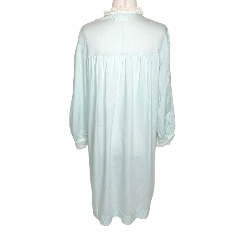 Vintage Light Blue Floral Embroidered Lace Trim Nightgown Dress - Picture 5 of 13